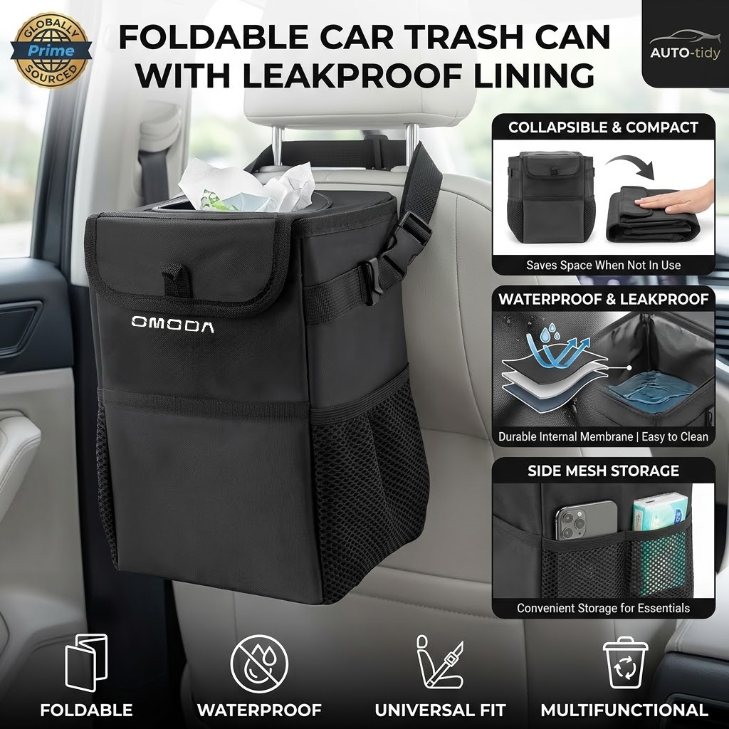 Waterproof Car Trash Can With Lid - Foldable portable leak-proof waterproof lid car