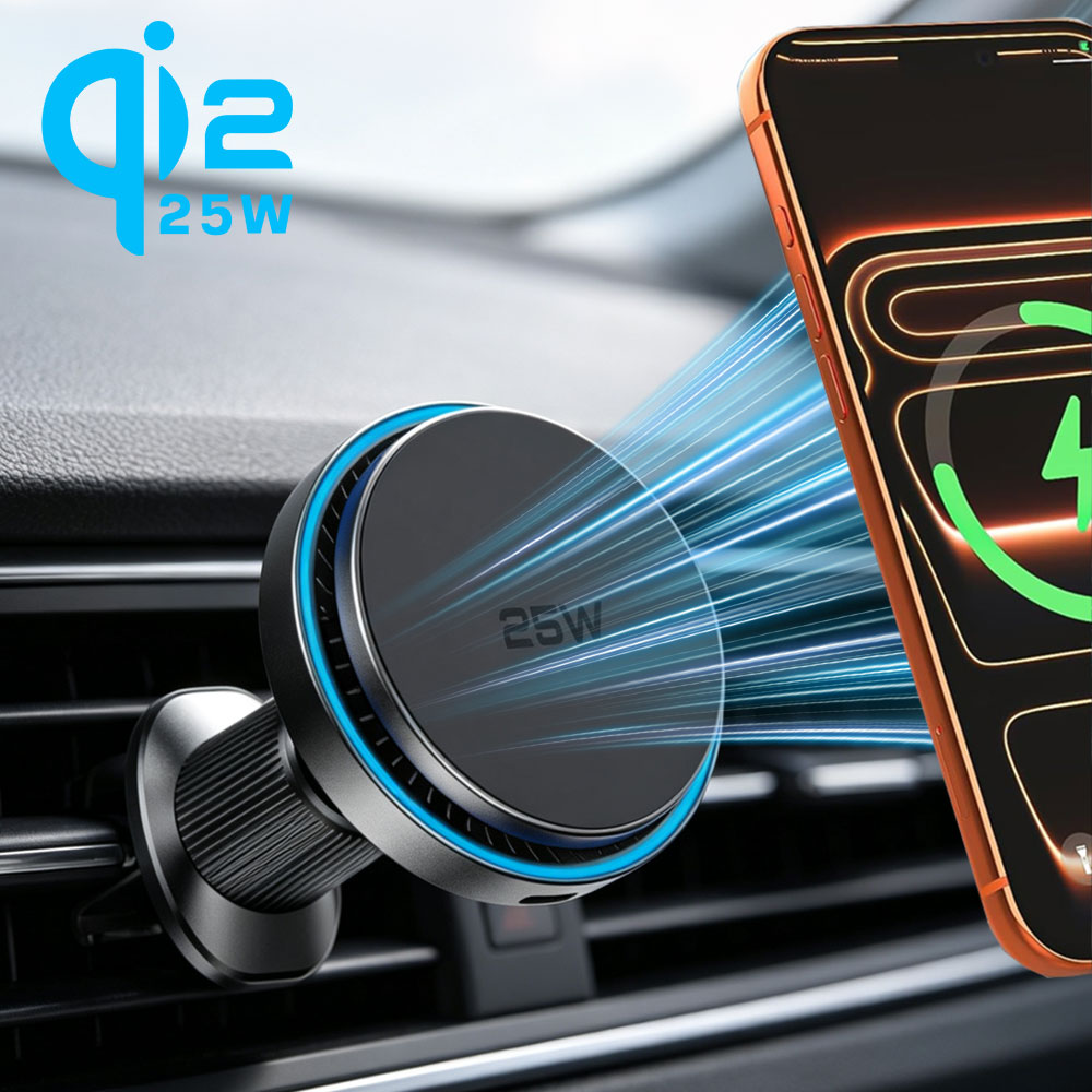 Magnetic Phone Holder For Car Vent - Car QI2 25W Magnetic Wireless Charger