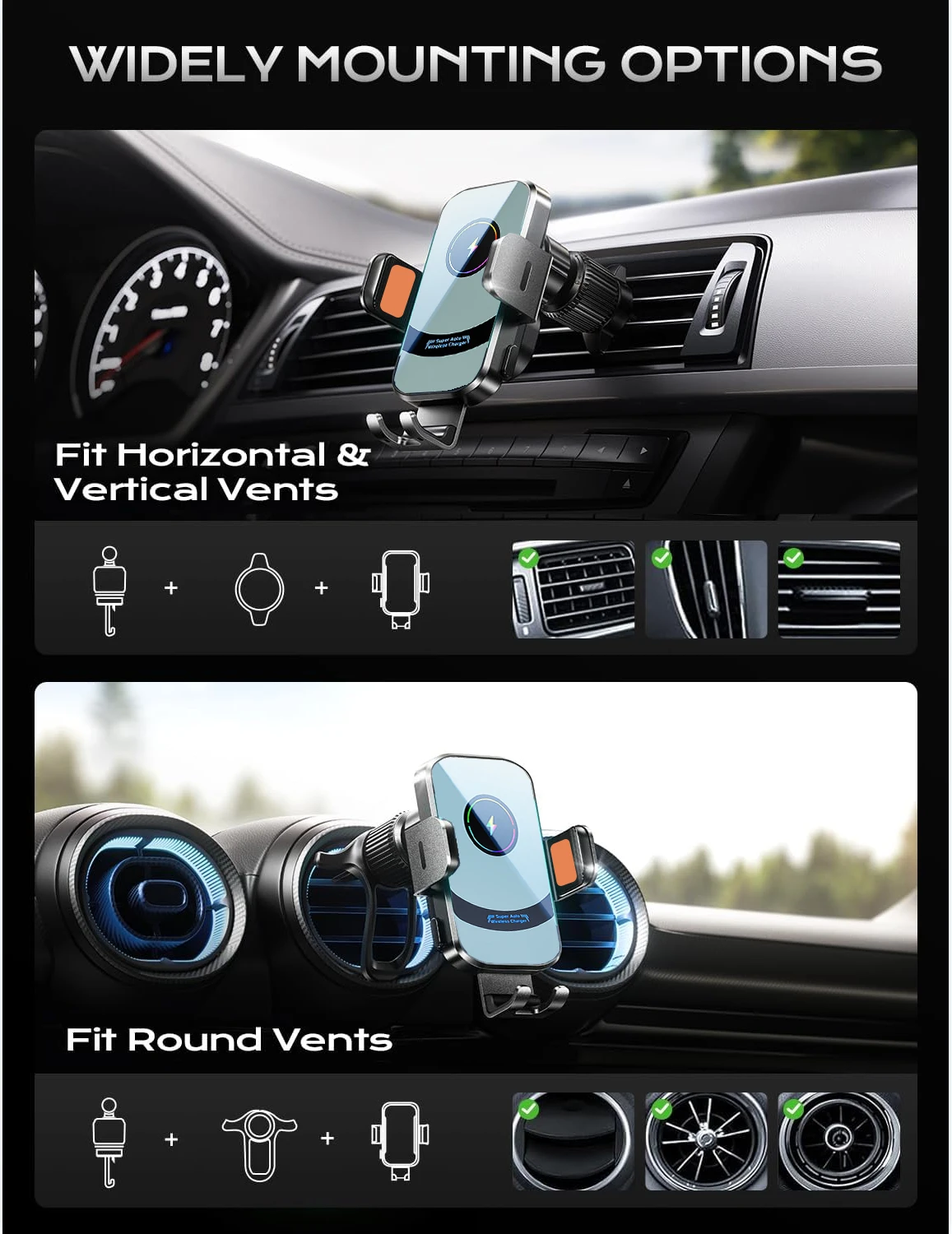 UYUXIO Wireless Car Charger Su - Magnetic Phone Holder For Car Vent ulasan dan harga