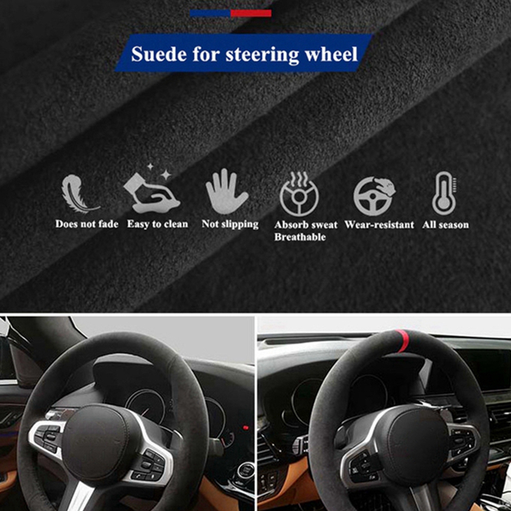Anti-Slip  Black Suede Braid C - Car Steering Wheel Cover Anti Slip Breathable ulasan dan harga