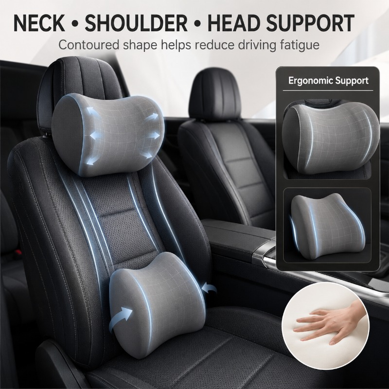Car Headrest Neck Pillow and L - Memory Foam Car Neck Pillow Lumbar Support ulasan dan harga