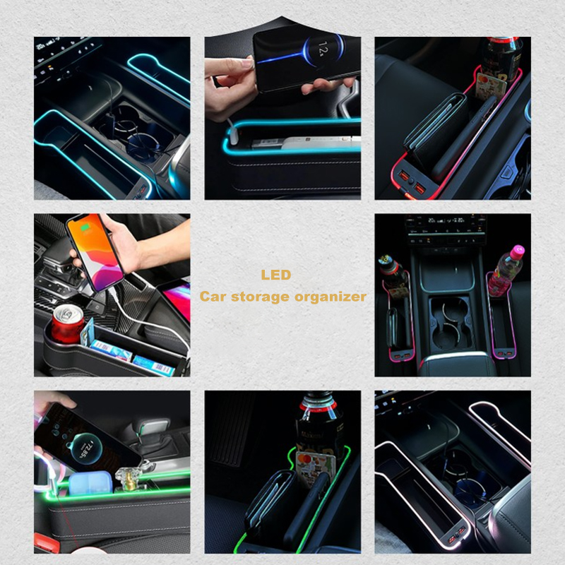LED Car Seat Crevice Storage B - Seat Gap Filler Organizer With Usb Charger ulasan dan harga