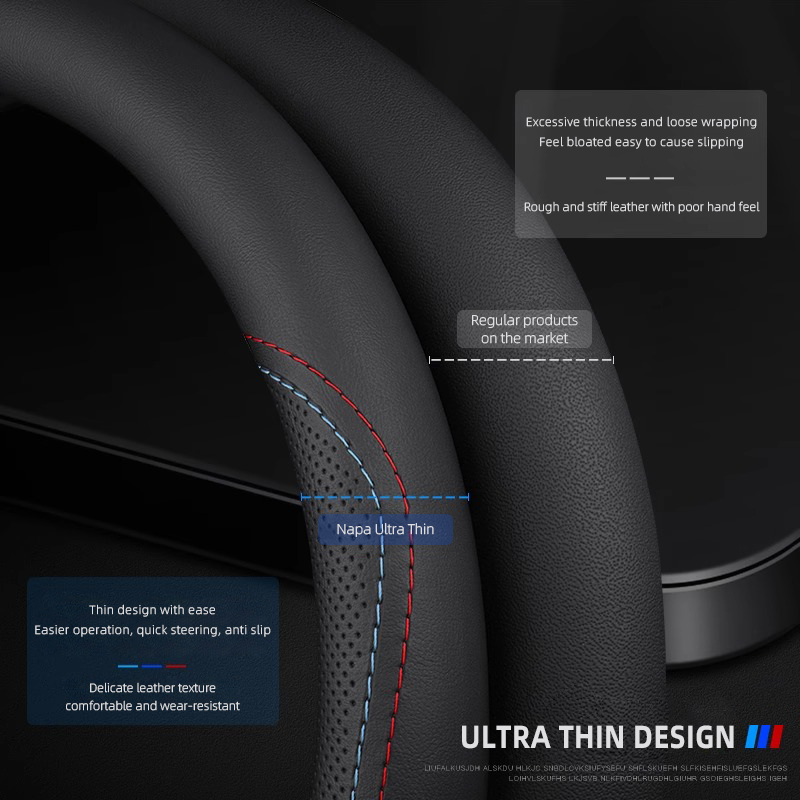 1Pcs Napa Leather Car Steering - Car Steering Wheel Cover Anti Slip Breathable ulasan dan harga