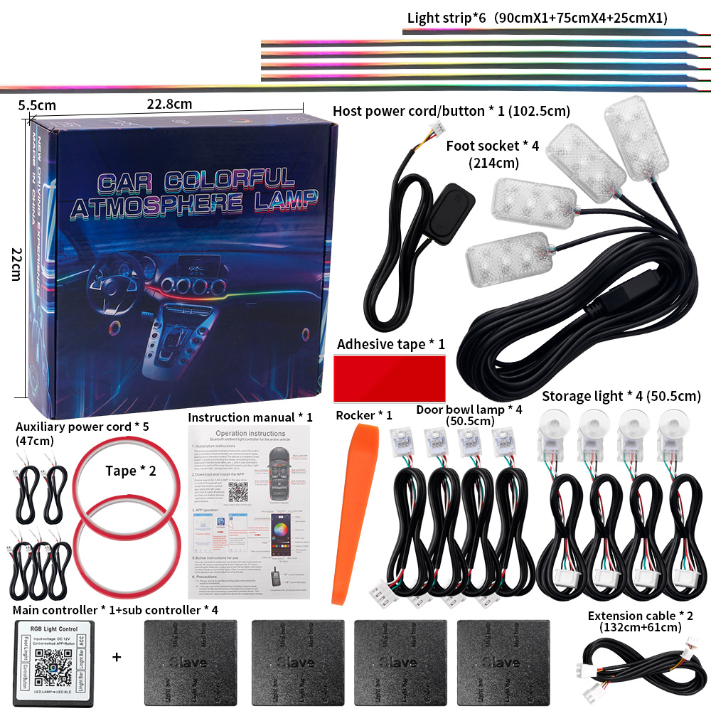 18 in 1 Dual Zone Symphony Str - Led Ambient Interior Car Lights App Control ulasan dan harga