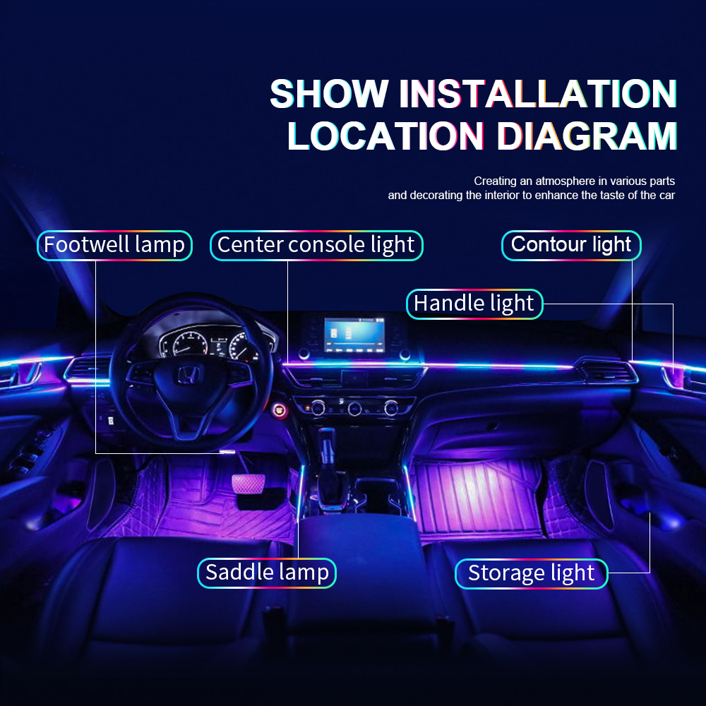 18 in 1 Dual Zone Symphony Str - Led Ambient Interior Car Lights App Control ulasan dan harga